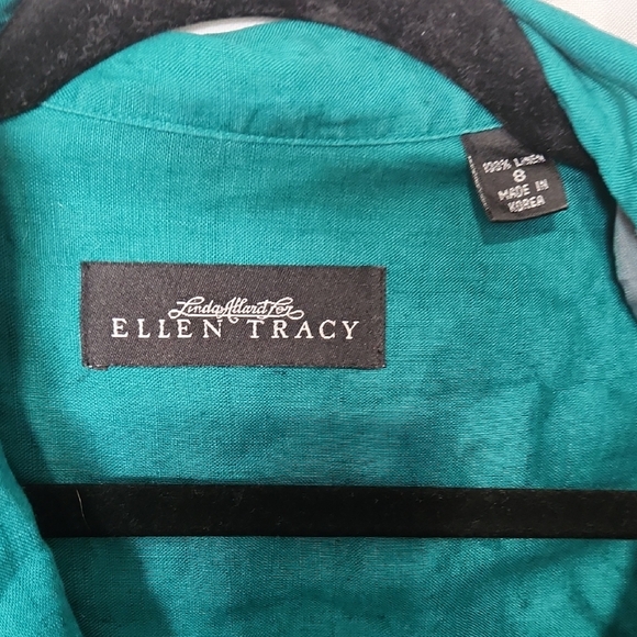 Ellen Tracy Teal Button-Up Dress - Picture 2 of 5
